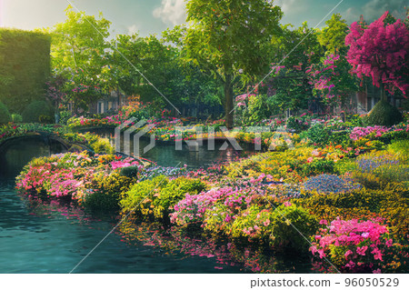 花 植物 藍天 雲 花園 春天 花卉園 多彩 96050529