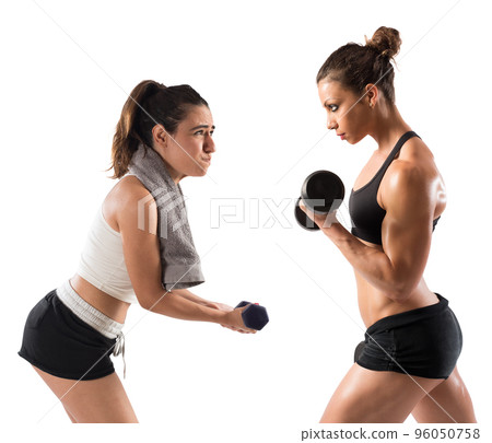 Workout in the gym with trainer Workout in the gym with trainer 96050758