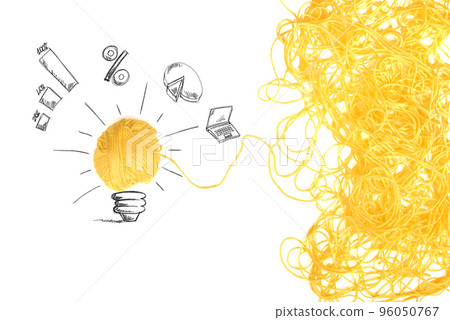 Concept of idea and innovation with wool ball 96050767