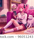 girl with pink hair 96051243