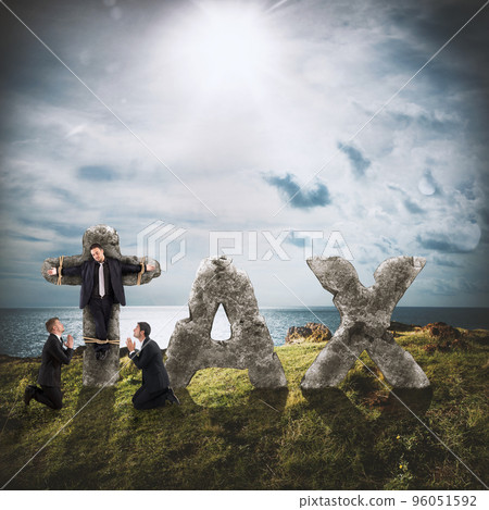 Crucifix by tax. 3D rendering Crucifix by tax. 3D rendering 96051592