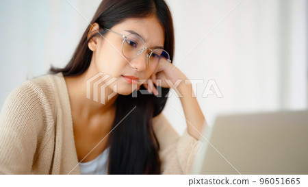 Young asian woman upset, frustrated by problem with work or relationships 96051665