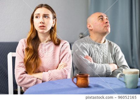 Portrait of a married couple offended at each other Portrait of a married couple offended at each other 96052165