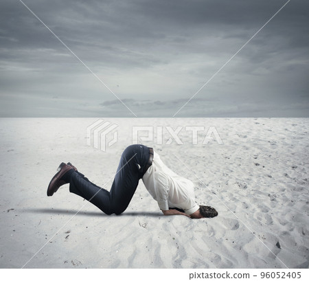 Fear of crisis with businessman like an ostrich Fear of crisis with businessman like an ostrich 96052405