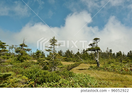 Yakebitai mountain top with white clouds Yakebitai mountain top with white clouds 96052922