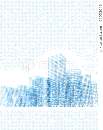 Business district with skyscrapers drawn with square dots vector illustration 96053046