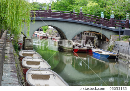 Yanagawa railing bridge and downstream waterway 96053183