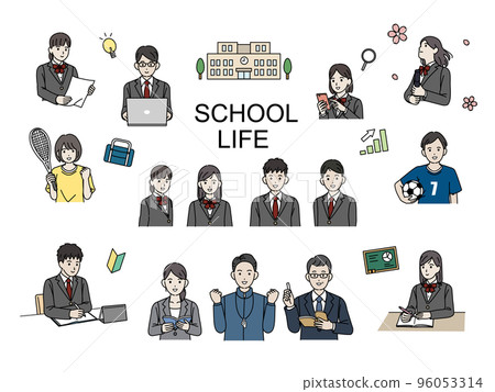 School life Students and teachers Illustration of student life School life Students and teachers Illustration of student life 96053314