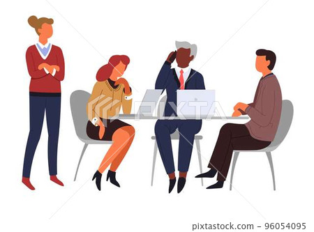 Job interview employment man and women table and chairs Job interview employment man and women table and chairs 96054095