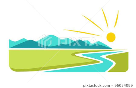 Mountains landscape isolated icons corporate identity template vector 96054099