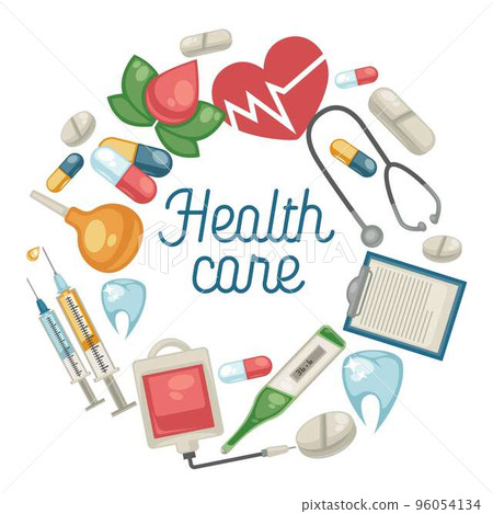 Pills and medical tools medicine treatment and healthcare medication vector Pills and medical tools medicine treatment and healthcare medication vector 96054134