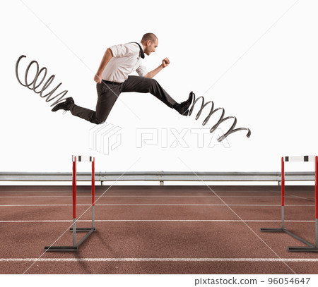Fast businessman overcome and achieve success. 3D Rendering Fast businessman overcome and achieve success. 3D Rendering 96054647