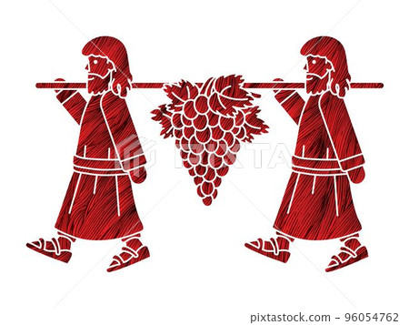 Two Spies of Israel Carrying Grapes of Canaan Cartoon Graphic Vector Two Spies of Israel Carrying Grapes of Canaan Cartoon Graphic Vector 96054762