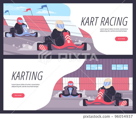 Kart racing and Karting competition banners or leaflets vector illustration. 96054937