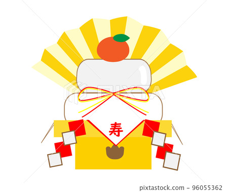 Illustration of traditional Kagami mochi (rice cake) for New Year's decorations, auspicious item 96055362