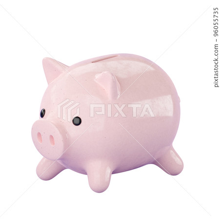 3d pink ceramic Piggy bank. Business, saving, money, banking, finance investment and services concept. Profit and growth design idea. Realistic 3d isolated high quality render 96055735