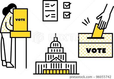 Illustration material set with the image of voting 96055742