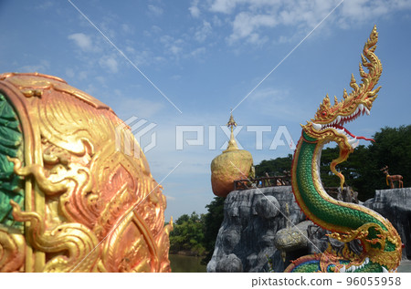 Great green Naka in front of Naka Cave. Kaeng Khoi Temple, Saraburi Province Great green Naka in front of Naka Cave. Kaeng Khoi Temple, Saraburi Province 96055958