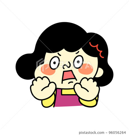 Surprised comical female character illustration material 96056264