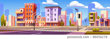 City street road intersection with traffic lights 96056278