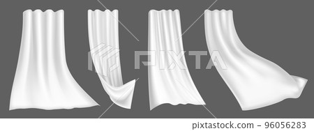 Realistic fluttering window curtains, hang cloths Realistic fluttering window curtains, hang cloths 96056283
