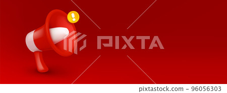 Loudspeaker, megaphone on red background 96056303