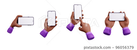 3D african american hands using smartphone 96056379