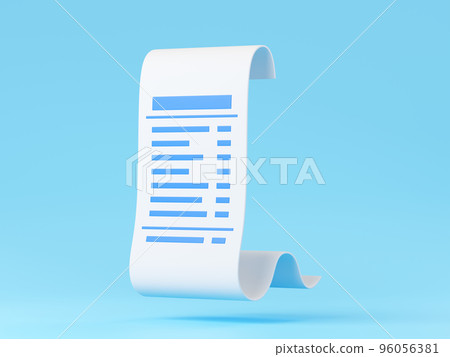 3d render paper bill, transaction receipt icon 3d render paper bill, transaction receipt icon 96056381