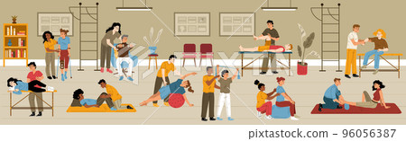 Physical therapy, rehab concept in clinic interior Physical therapy, rehab concept in clinic interior 96056387