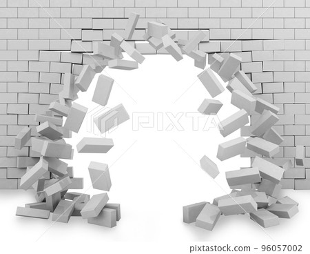 Wall broken through 3d rendering 96057002