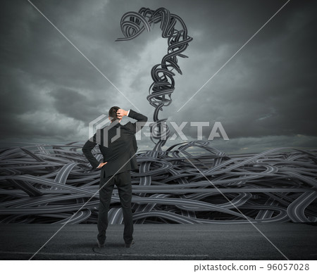 Difficult choices of a businessman due to crisis. 3D Rendering 96057028
