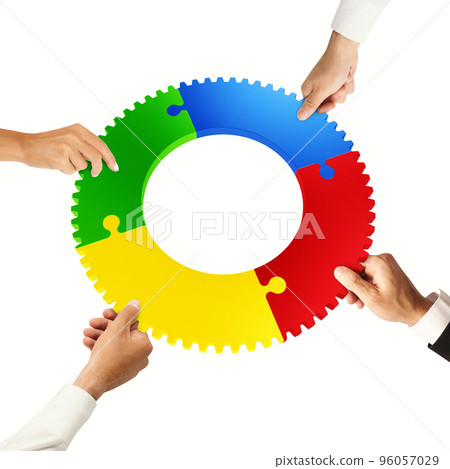 Teamwork and integration concept with puzzle pieces 96057029