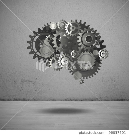 Gears mechanism brain 3D Rendering 96057501