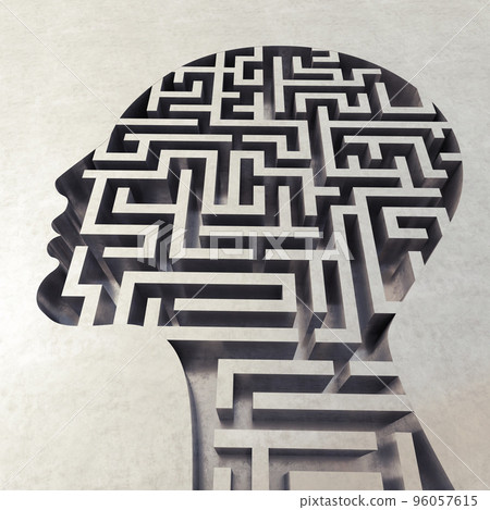 Labyrinth in the head. 3D Rendering 96057615