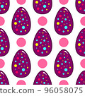 Seamless pattern with vector cartoon Easter eggs 96058075