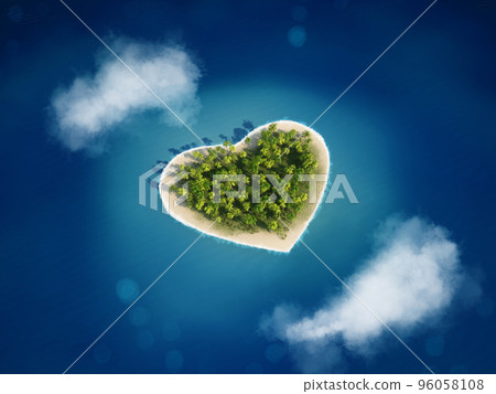 3D rendering heart island 96058108