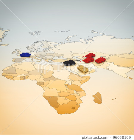 3D rendering of Geography of war 3D rendering of Geography of war 96058109