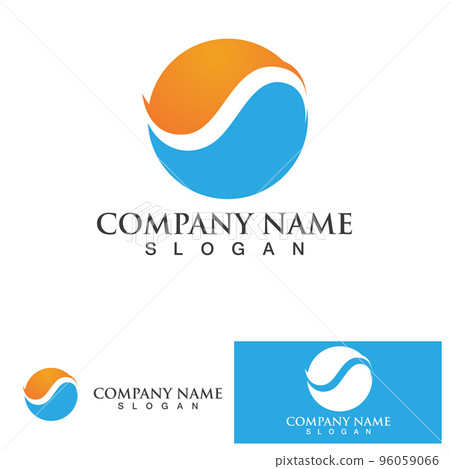 Isolated round shape logo. Blue color logotype. Flowing water image. Sea, ocean, river surface. Isolated round shape logo. Blue color logotype. Flowing water image. Sea, ocean, river surface. 96059066