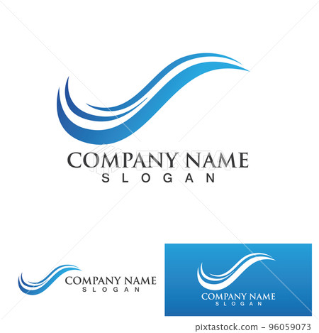 Isolated round shape logo. Blue color logotype. Flowing water image. Sea, ocean, river surface. Isolated round shape logo. Blue color logotype. Flowing water image. Sea, ocean, river surface. 96059073