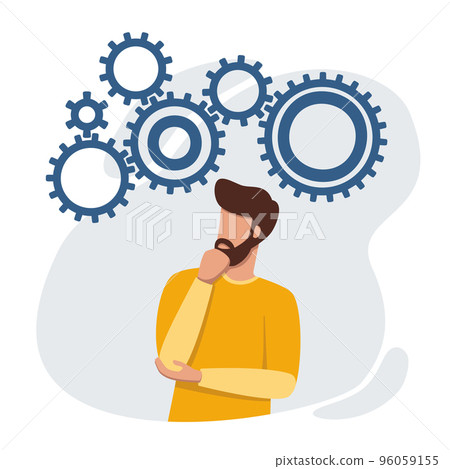 Puzzled man looking for problem solution 96059155