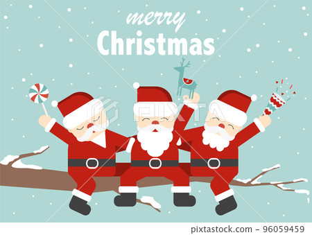 Merry Christmas and Happy New Year Vector of holiday card with cute animal,forest, santa claus,Drawing for poster or pattern.Vector illustrations. Merry Christmas and Happy New Year Vector of holiday card with cute animal,forest, santa claus,Drawing for poster or pattern.Vector illustrations. 96059459