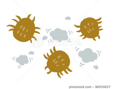 可愛的蜱蟲和灰塵/手繪插圖素材 96059837