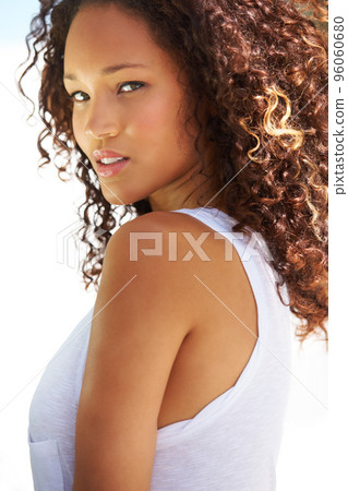 Shes got a spicy side. Naturally gorgeous young woman looking at you suggestively. Shes got a spicy side. Naturally gorgeous young woman looking at you suggestively. 96060680