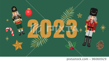 Holiday card with christmas nutcracker toy soldier 96060929