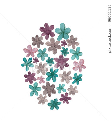 Watercolor postcard with small meadow flowers in the form of an egg. Postcard with colorful flowers for your decor Watercolor postcard with small meadow flowers in the form of an egg. Postcard with colorful flowers for your decor 96061153