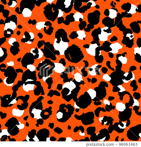 Abstract modern leopard seamless pattern. Animals trendy background. Orange and black decorative vector stock illustration for print, card, postcard, fabric, textile. Modern ornament of stylized skin Abstract modern leopard seamless pattern. Animals trendy background. Orange and black decorative vector stock illustration for print, card, postcard, fabric, textile. Modern ornament of stylized skin 96061463