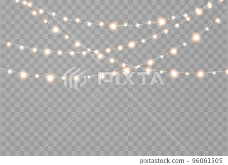 Christmas lights are isolated. Glowing lights for Xmas Holiday cards, banners, posters. String garlands decorations. 96061505