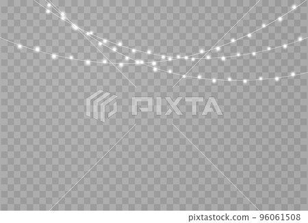 Christmas lights are isolated. Glowing lights for Xmas Holiday cards, banners, posters. String garlands decorations. 96061508