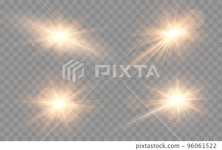 Shine glowing stars. Golden vector lights and sparks isolated. 96061522