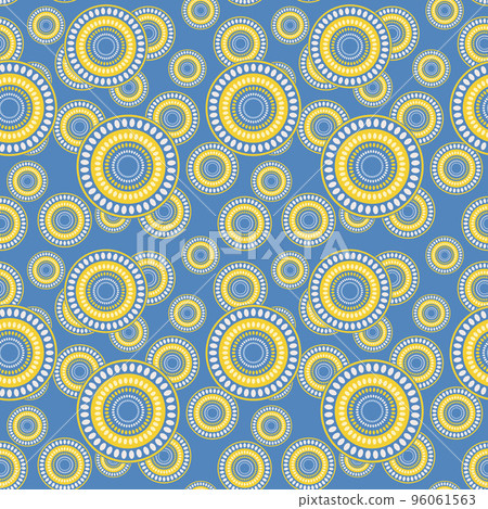 Seamless pattern with geometric aboriginal ornament. Ethnic tribal rounded color background. Afican, australian motiph. Dots painting. Vector illustration, template design for cloth, card, fabric Seamless pattern with geometric aboriginal ornament. Ethnic tribal rounded color background. Afican, australian motiph. Dots painting. Vector illustration, template design for cloth, card, fabric 96061563